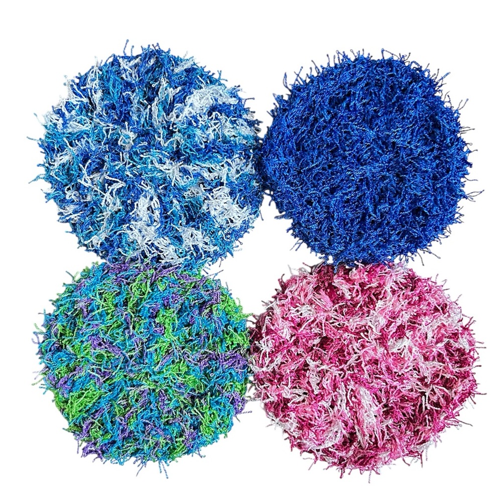 Hand Crafted Spa Exfoliating Four All Purpose Scrubbing Pads Crochet Polyester - Picture 11 of 11